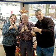 Trustees of Dudley Deaf Theatre, Becky Pickin, Bob Habberley and Jeff Clarkson, celebrate the group becoming a registered charity. Photo: Dudley CVS