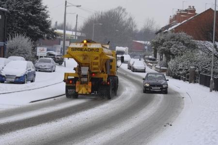Gritters start clearing the road on the Coseley/Bilston border. 