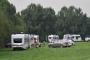 Travellers pictured on playing fields near Sainsbury's Amblecote