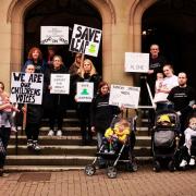 Leapfrog campaigners on the steps of Dudley Town Hall