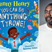 Sir Lenny Henry, right; pic by Jack Lawson; and the cover of his new book You Can Do Anything, Tyrone! illustrated by Salomey Doku.