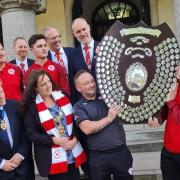 The Mayor of Dudley, Cllr Andrea Goddard, welcomed players, management and directors from Dudley Town FC to congratulate them on their first title win in 38 years