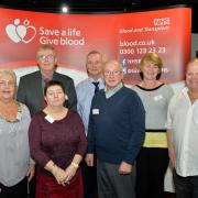 Donors Lorraine James, John Mould, Alexa Walker, David Bean, David Bailey, Jackie Banks and Martin Baker. Photo: NHS Blood and Transplant