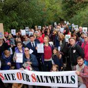 Campaigners protest against plans to build homes in Saltwells Local Nature Reserve. Pic - Miriam Balfry
