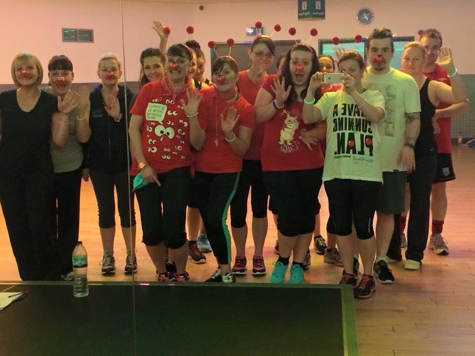 Exercise fans at Pure Gym in Brierley Hill completed pure cycle and body combat classes in their Red Nose Day gear.