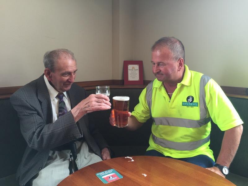 Celebrating Black Country Day at Holden's Brewery:former head brewer Cliff Garner enjoyed a pint with current head brewer Ivan Hayes.