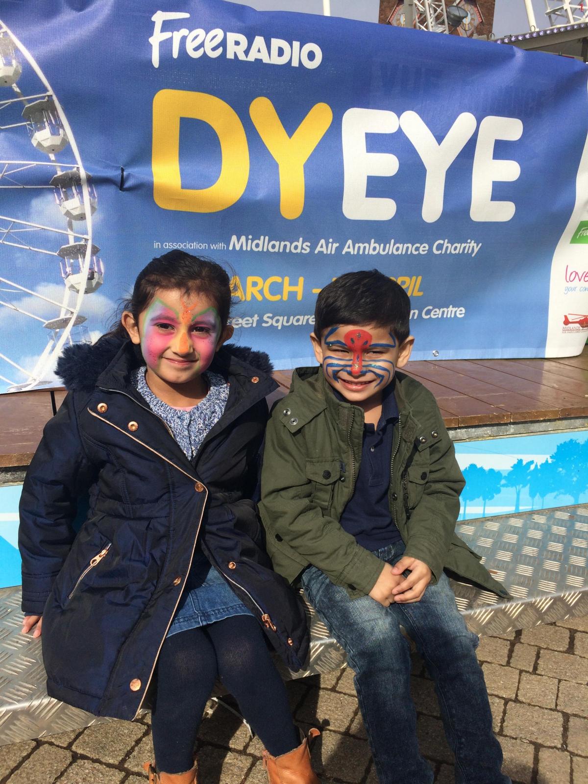 Daya Gerawal, aged three, from Redditch and Jovan Uppal, aged two, from Dudley enjoyed their ride on the wheel