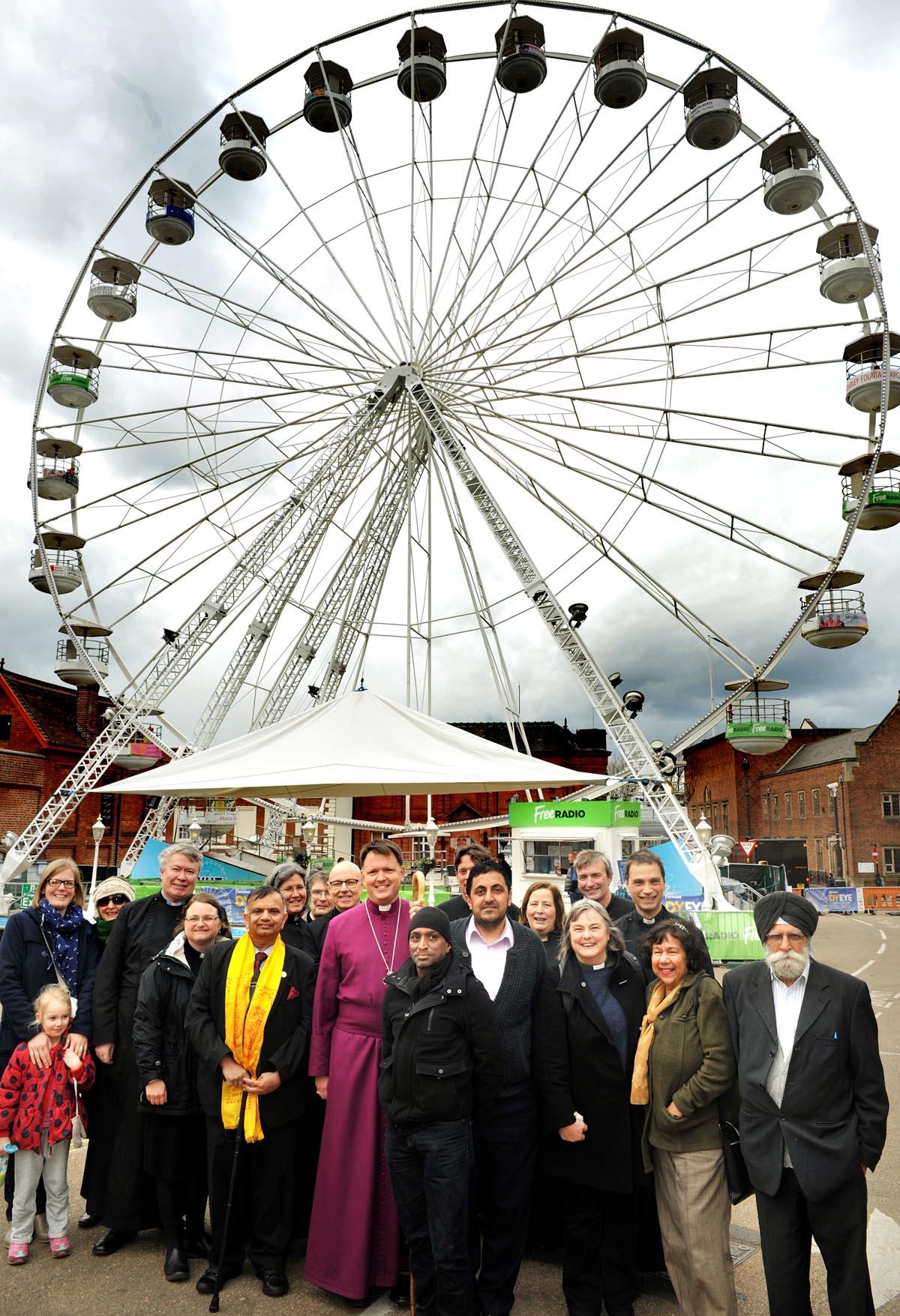 The Bishop of Dudley and friends in front of the wheel