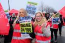 Mitie workers on strike in Dudley