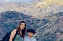 Rita and Reece Jagpal-Mohan by the Hollywood sign in LA