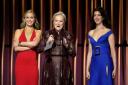 Emily Blunt, left, Meryl Streep, and Anne Hathaway, right, present the award for outstanding performance by a male actor in a comedy series during the 30th annual Screen Actors Guild Awards (AP Photo/Chris Pizzello/PA)