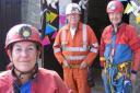 (from left to right) Dudley Caving Club member Jessica Burkey, Ruiton Mill trustee and member of the previous Dudley Cave Rescue Club, David Bowdley and Dudley Caving Club member Keith Edwards
