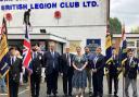Kingswinford RBL members, Mike Wood MP, the Mayor of Dudley, Cllr Andrea Goddard, and others gather for 90th anniversary celebrations