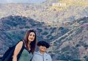 Rita and Reece Jagpal-Mohan by the Hollywood sign in LA