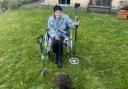 Ronald Kindred, aged 94, trying his hand at metal detecting