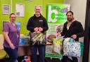 Shaz Saleem joined Adam Waldron who donated dozens of items to the Brierley Hill baby bank