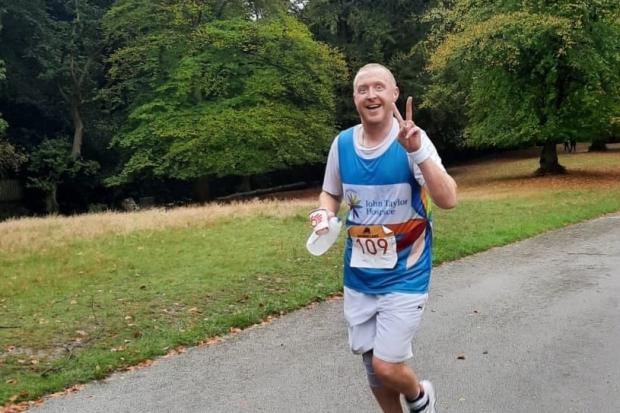 James Driver-Fisher, running a marathon to raise money for the John Taylor Hospice. Photo: Hannah Fisher.