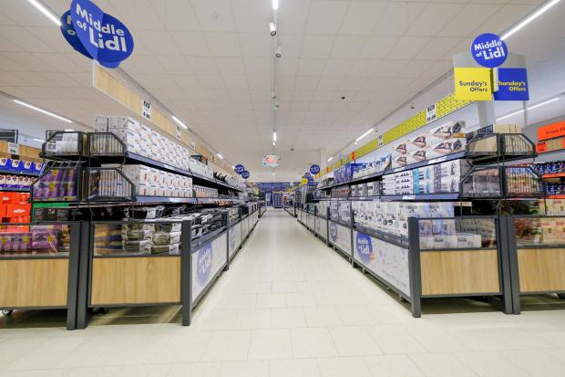 Dudley News: The middle aisle in the new Lidl at Merry Hill.