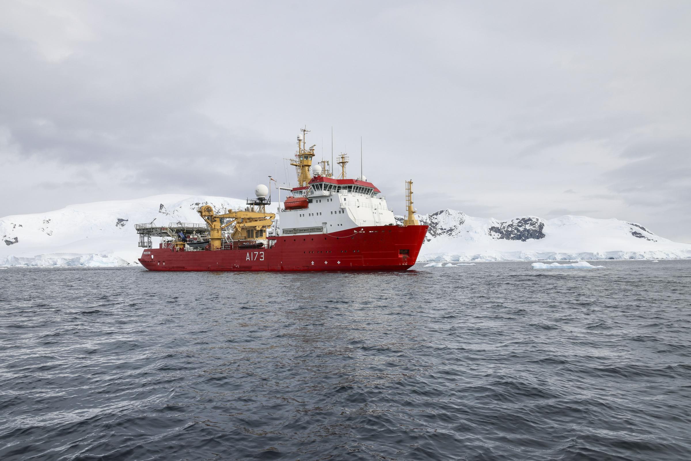 HMS Protector carries out survey work around the Antarctic Peninsula. Pic - Royal Navy / Crown copyright 