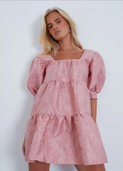 Dudley News: Nude Jaquard Square Neck Puff Sleeve Tiered Smock Dress. Credit: I Saw It First