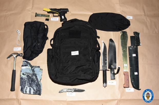 Dudley News: The weapons found in the backpack. Pic - West Midlands Police