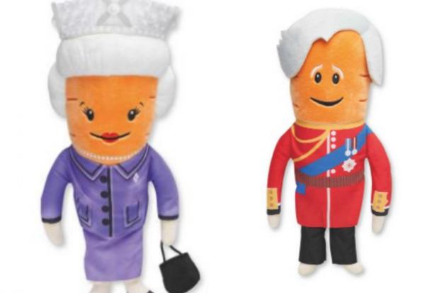 Dudley News: Kevin the Carrot toys: (right) the Queen and (left) Prince Charles (Aldi/Canva)