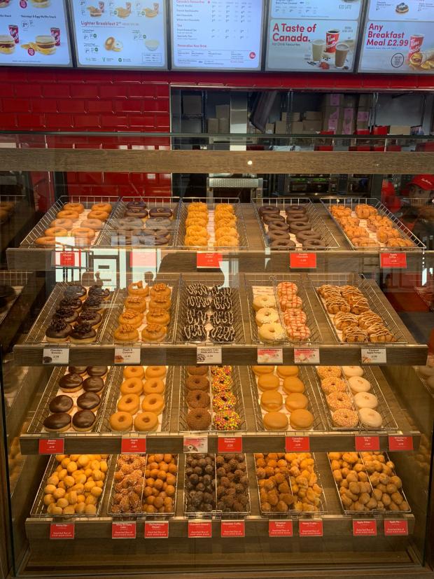 Dudley News: Fully stocked shelves of doughnuts. 