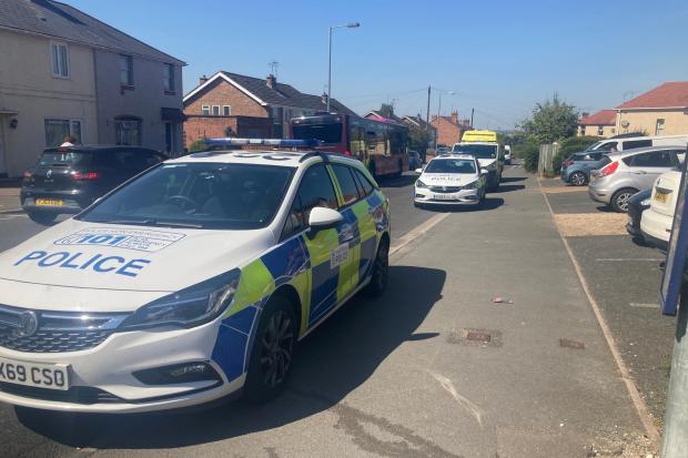 PRESENCE: Three police cars and an ambulance attended an address at Brickfields Road, Worcester today