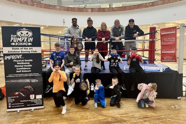 Team Pumpkin's boxing ring at Merry Hill, with MP Suzanne Webb