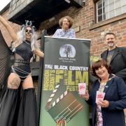 Councillor Anne Millward, Mayor of Dudley, front, with (left to right) Justina Gibbs from Skydancers, Daniel Kearns - Friendly Neighbourhood Cinema, and Alan Birch - Weeping Bank Productions.