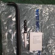 Knife and metal bar seized by police. Photo: @DudleyTownWMP