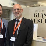 Will Farmer, of the Antiques Roadshow, and museum director Ollie Buckley at the new Stourbridge Glass Museum.