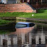 A blue vehicle has been spotted in a Brierley Hill canal.