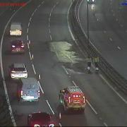 Oil spillage on M5 following collision