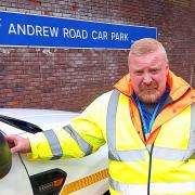 Cllr Damian Corfield, cabinet member for highways, on a gritting run