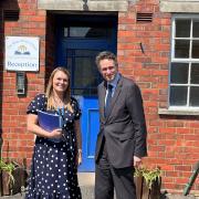 Sir Gavin Williamson MP with headteacher Hayley Bowen at The King Alfred School in Lower Gornal