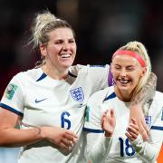 England's Millie Bright and goalscorer Chloe Kelly are all smiles as they head into the knockouts