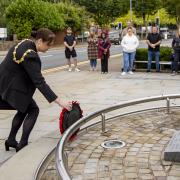 The Mayor of Dudley, Councillor Andrea Goddard, laying a wreath during the Battle of Britain service in Dudley on September 17