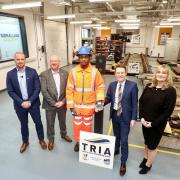L-r - Davie Carns (NIS), Malcolm Cowgill (City of Wolverhampton College), Tavoy Wilson (Learner at NIS), Andy Street (Mayor of the West Midlands) and Lynn Parker (City of Wolverhampton College) College)