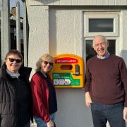 Left to right: Revd Catherine Mitchell, acting team rector in the Gornal and Sedgley Team Ministry, Canon Jan Humphries (from St Andrews) and the Revd Steve Carpenter (the pastor at Bridge Church) pictured with the new defibrillator at The Straits