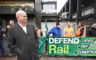 RMT boss Mick Lynch on the picket lines. Picture: James Manning/PA Wire